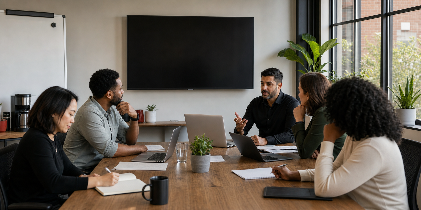 Team discussing AI platforms and tools for business use